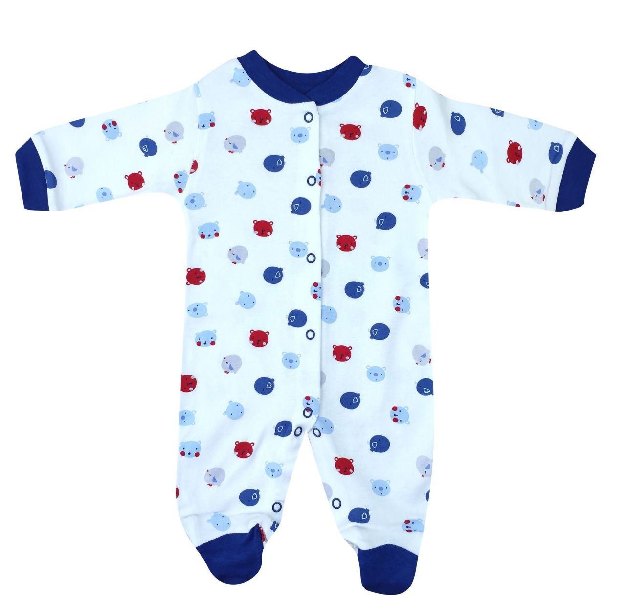 AyBaby AY091 Ayıcık Desenli Bebek Tulumu 0-3 Ay - Mavi