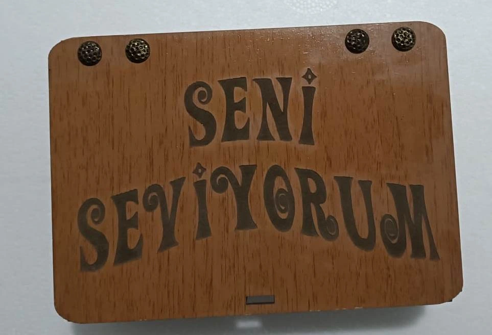 Seni Seviyorum Ahşap Hediye Kutusu Sevgiliye Hediye