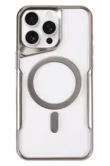 Newface İphone 16 Pro Kılıf Boyi Magsafe Silikon Kapak - Gümüş