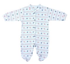 AyBaby AY087 Çapa Desenli Bebek Tulumu 0-3 Ay - Beyaz
