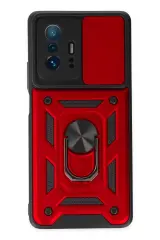 Newface Xiaomi Mi 11t Pro Kılıf Pars Lens Yüzüklü Silikon - Kırmızı