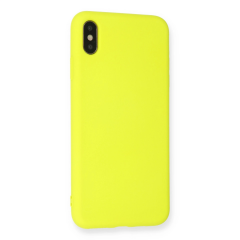 İphone X Kılıf Nano İçi Kadife Silikon - Sarı