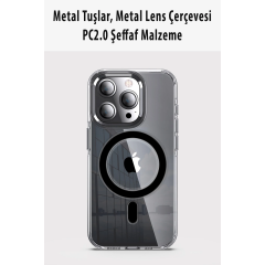 Joko  İphone 15 Pro Max Kılıf Crystal Magsafe Kapak - Şeffaf