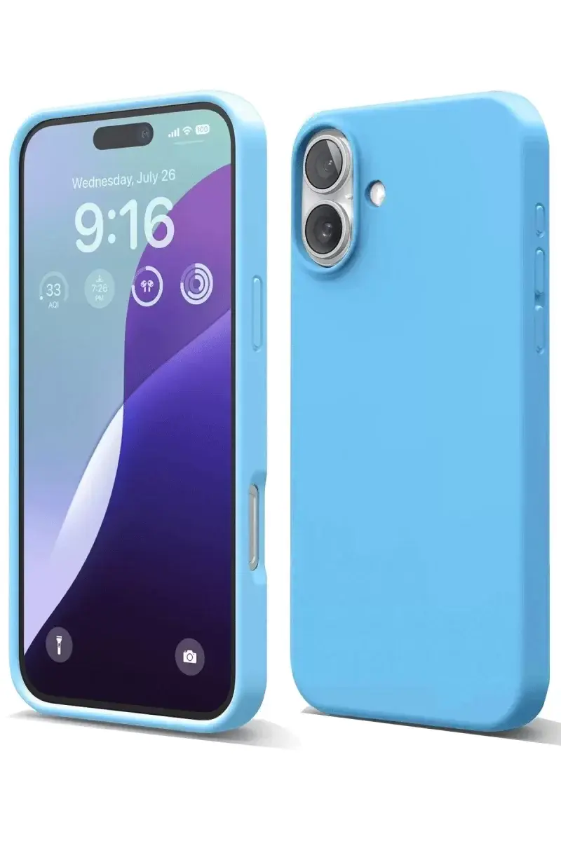 Newface İphone 16 Plus Kılıf Nano İçi Kadife Silikon - Mavi