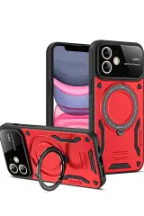 Newface İphone 11 Kılıf Joy Lens Standlı Kapak - Kırmızı