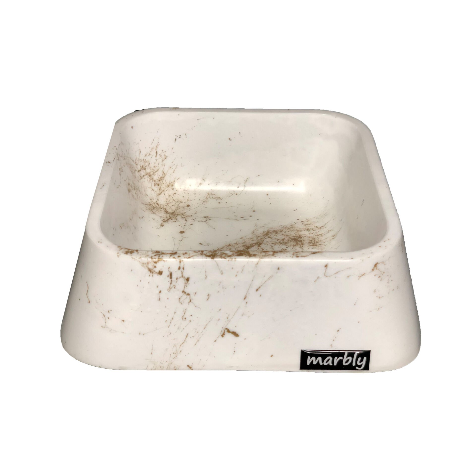 Marbly Beyaz Dalga Mermerit Köpek Mama Su Kabı 500 ml