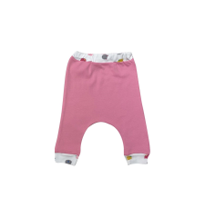AyBaby AY802 Ayıcık Desenli Manşetli Bebek Tek Alt 2Li (0-3 Ay) - Pembe