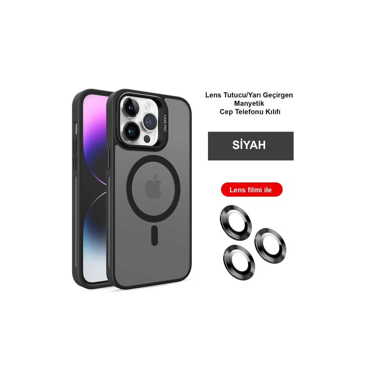 Joko  İphone 14 Pro Kılıf Flet Lens Magsafe Kapak - Siyah