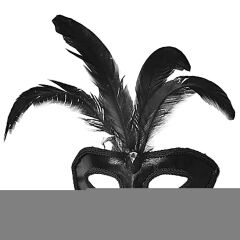 Rugan Kaplama Kırmızı Tüylü Parti Maskesi