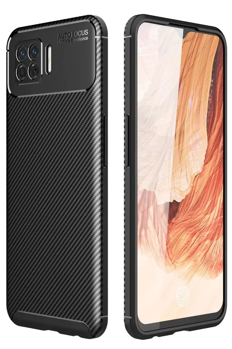 Newface Oppo A73 Kılıf Auto Focus Karbon Kapak - Siyah