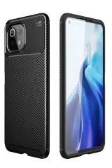 Newface Xiaomi Mi 11 Lite Kılıf Auto Focus Karbon Kapak - Siyah