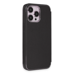 İphone 14 Pro Max Kılıf Dolpin Kapaklı - Siyah