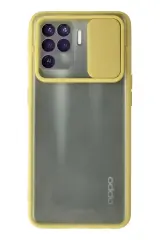 Newface Oppo Reno 5 Lite Kılıf Palm Buzlu Kamera Sürgülü Silikon - Sarı