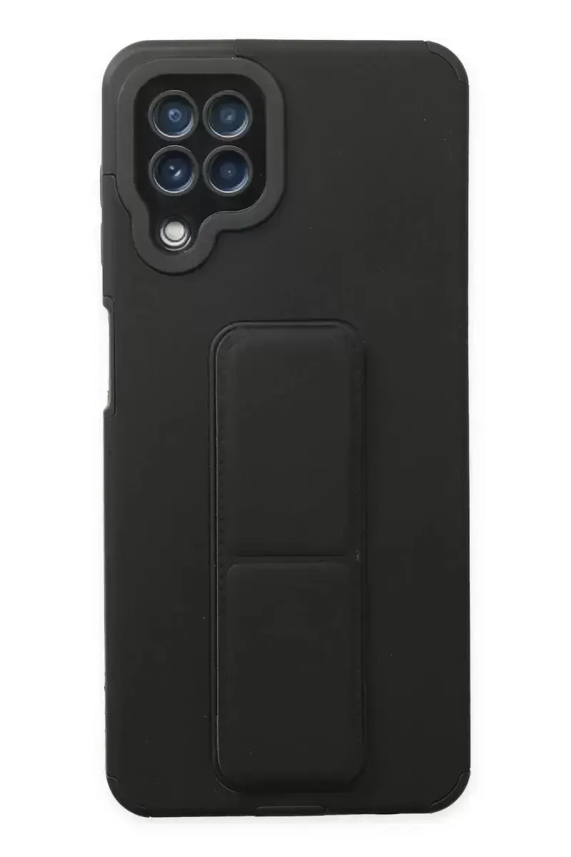Newface Samsung Galaxy A22 Kılıf Mega Standlı Silikon - Siyah