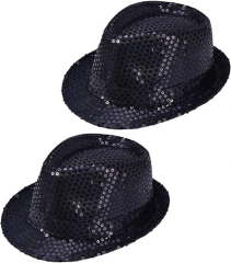 Çocuk Boy Siyah Payetli Şapka Gösteri Şapkası Michael Jackson Şapkası 54 No