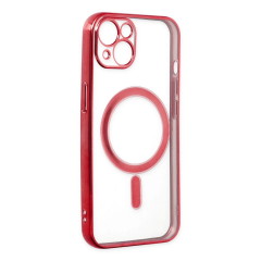 İphone 14 Plus Kılıf Magneticsafe Lazer Silikon - Kırmızı