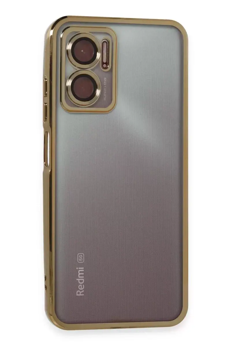 Newface Xiaomi Redmi Note 11e Kılıf Razer Lensli Silikon - Gold