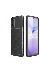 Newface Vivo Y11s Kılıf Auto Focus Karbon Kapak - Siyah