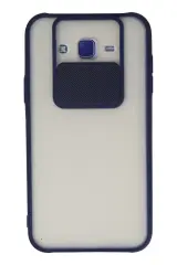 Newface Samsung Galaxy J7 Kılıf Palm Buzlu Kamera Sürgülü Silikon - Lacivert