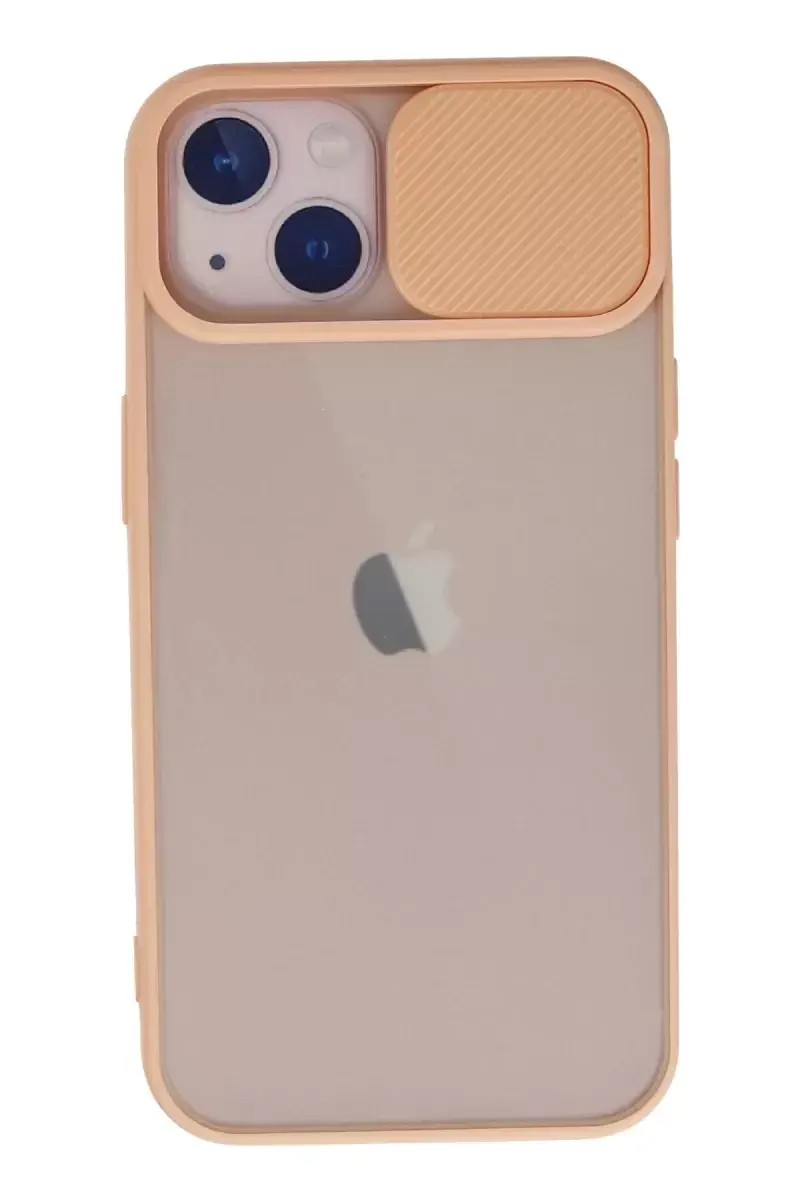 Newface Apple İphone 13 Kılıf Palm Buzlu Kamera Sürgülü Silikon - Pembe