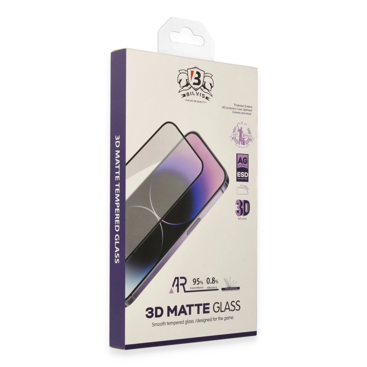 İphone 14 Pro Bilvis 3d Mat Cam Ekran Koruyucu