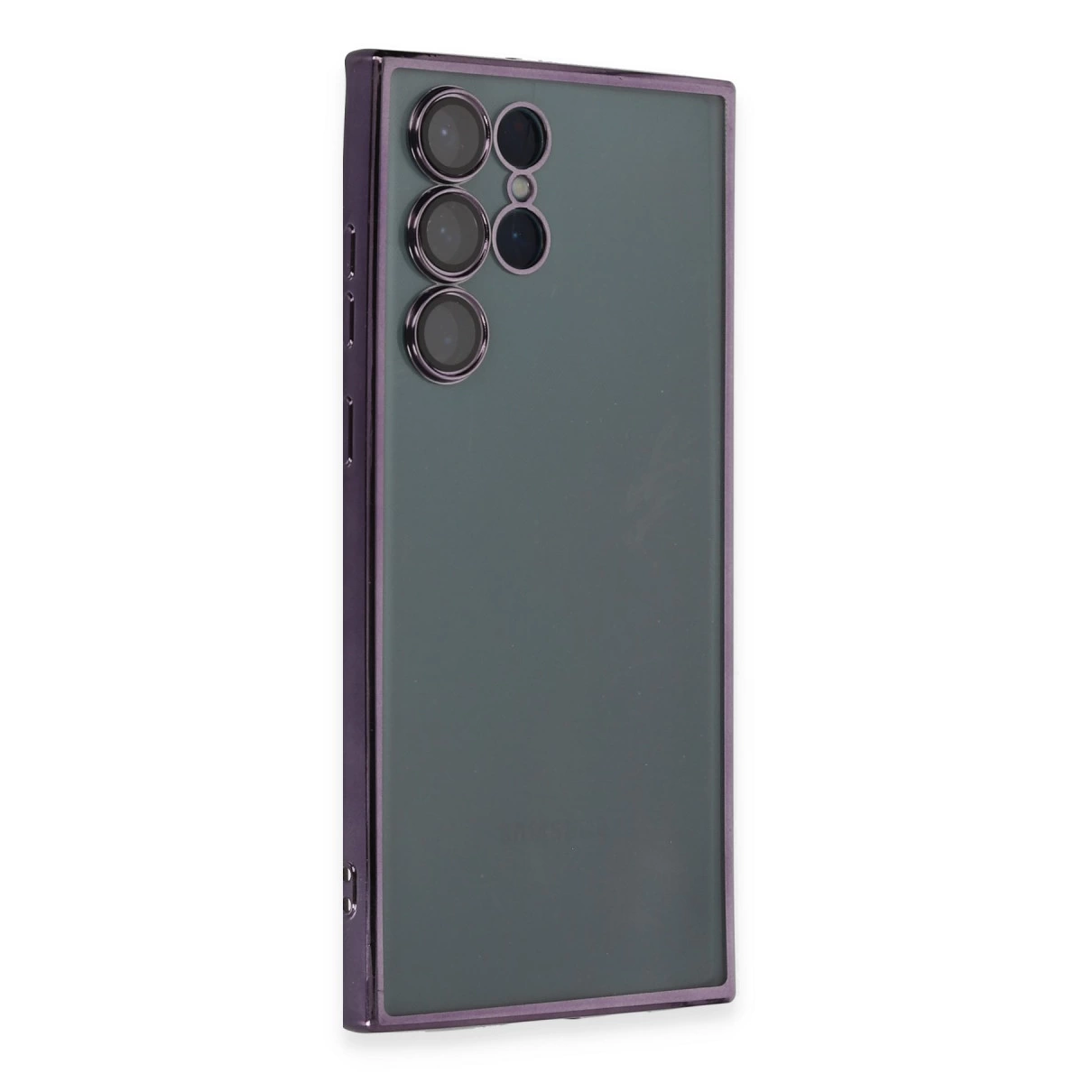 Samsung Galaxy S22 Ultra Kılıf Razer Lensli Silikon - Mor