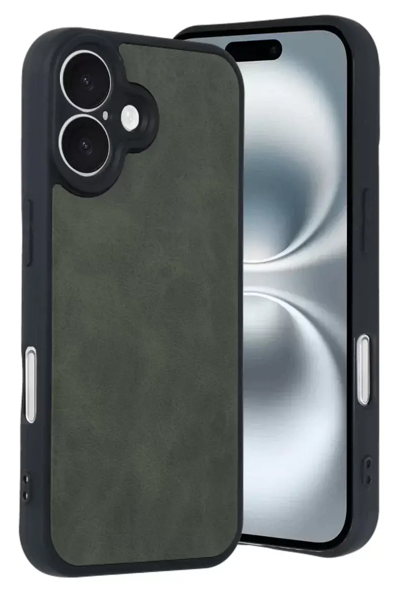 Newface İphone 16 Kılıf Aras Deri Kapak - Koyu Yeşil