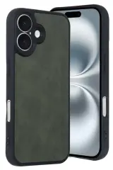 Newface İphone 16 Kılıf Aras Deri Kapak - Koyu Yeşil
