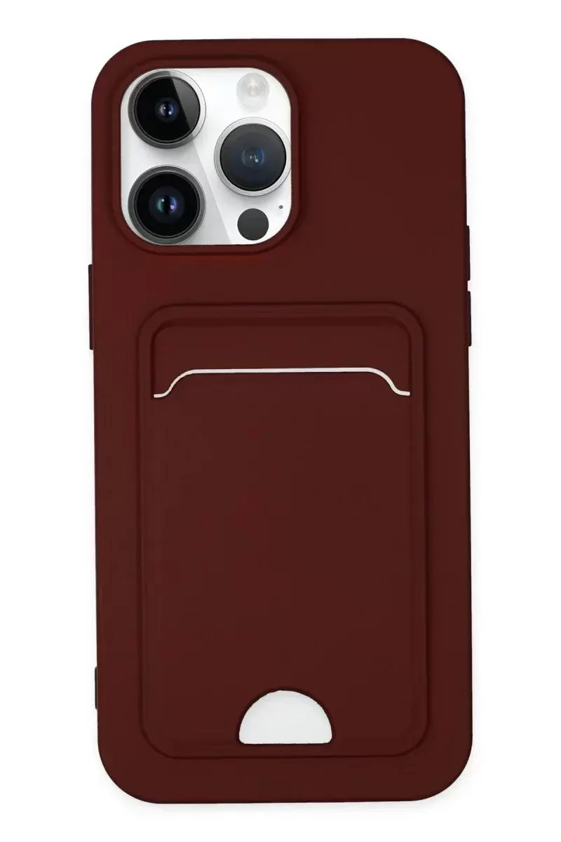 Newface İphone 14 Pro Kılıf Kelvin Kartvizitli Silikon - Bordo