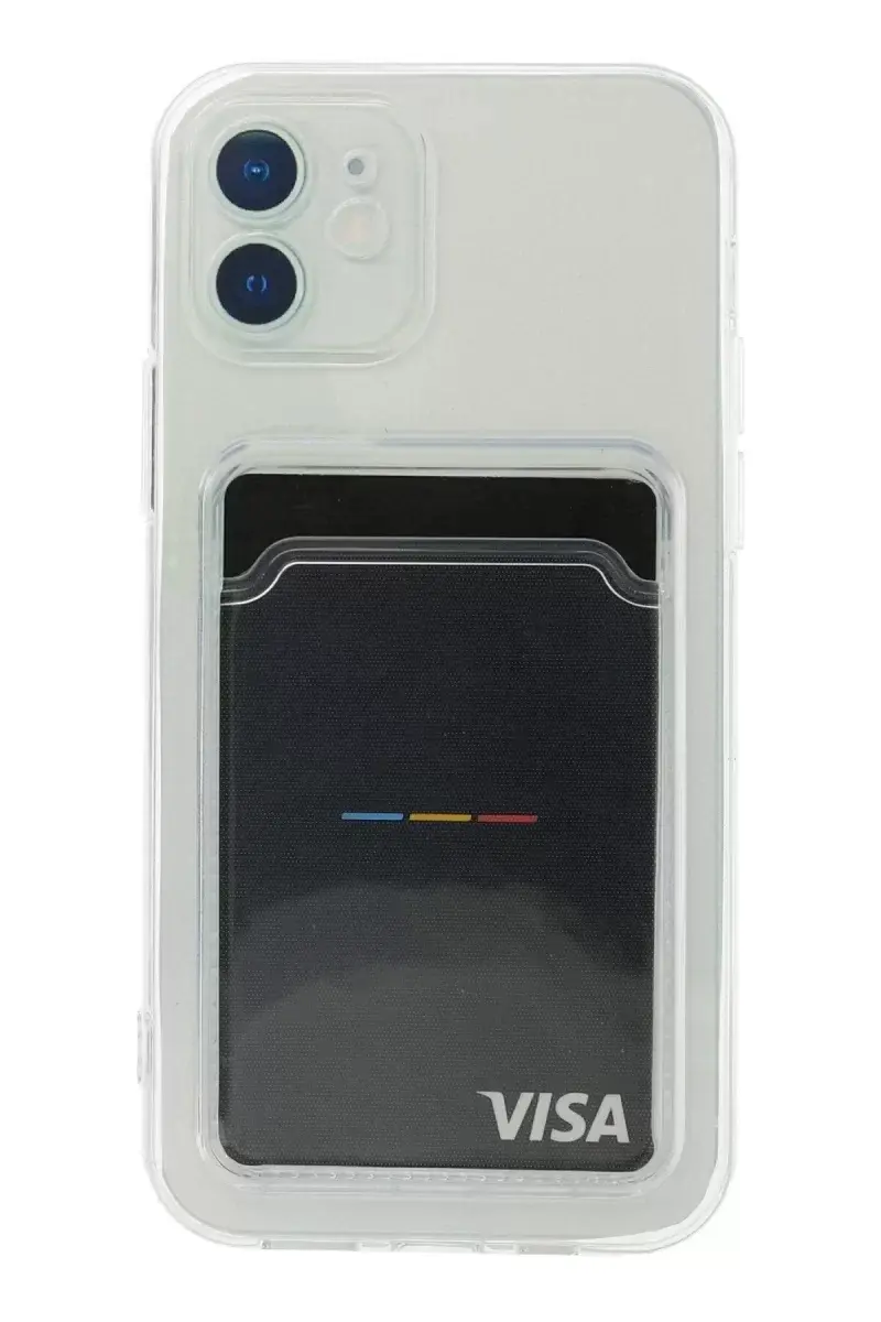 Newface İphone 12 Kılıf Kart Şeffaf Silikon - Şeffaf