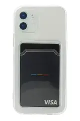 Newface İphone 12 Kılıf Kart Şeffaf Silikon - Şeffaf