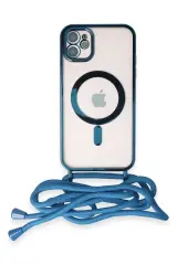 Newface Apple İphone 11 Kılıf Divo Lazer Askılı Magsafe Kapak - Sierra Blue