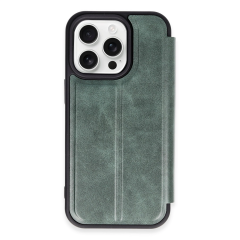 İphone 14 Pro Kılıf Flip Cover - Koyu Yeşil