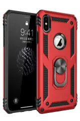 Newface Apple İphone Xs Max Kılıf Sofya Yüzüklü Silikon Kapak - Kırmızı