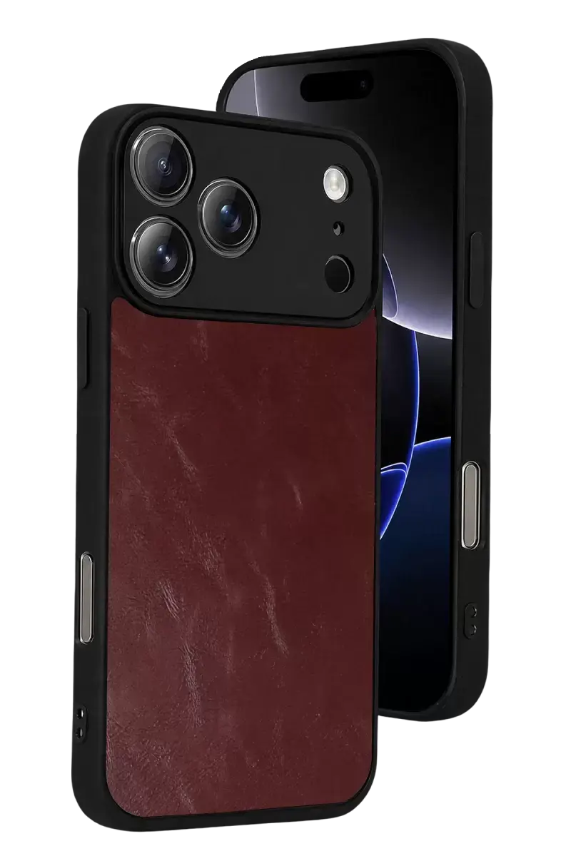 Newface Apple İphone 17 Pro Max Aras Deri Kapak - Bordo
