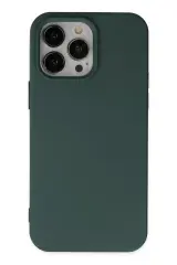 Newface İphone 14 Pro Kılıf Nano İçi Kadife Silikon - Koyu Yeşil