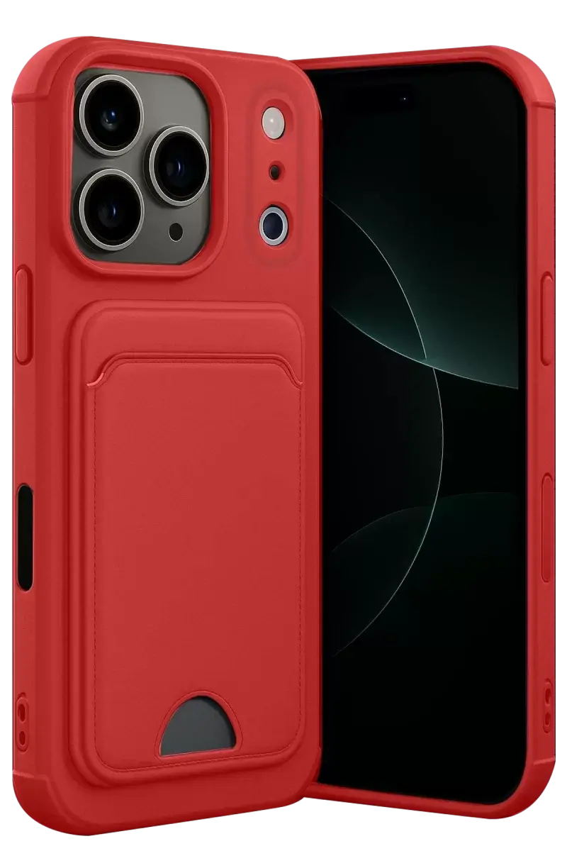 Newface Apple İphone 17 Pro Kelvin Kartvizitli Silikon - Kırmızı