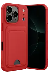 Newface Apple İphone 17 Pro Kelvin Kartvizitli Silikon - Kırmızı