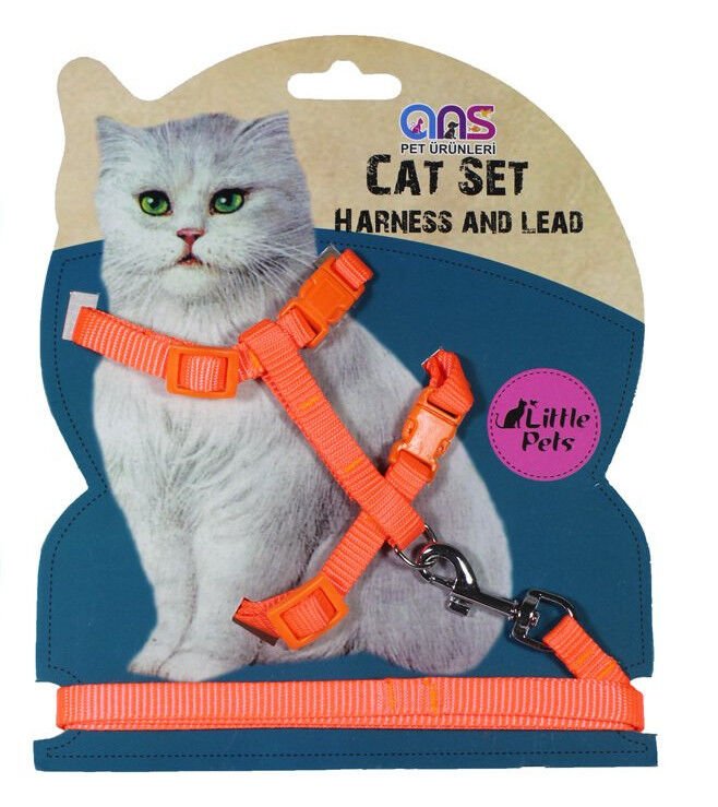 Kedi Göğüs Bel Tasması Dokuma Turuncu