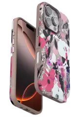 Onegif Apple İphone 16 Pro Max Flower Series Magsafe Kapak - Pembe