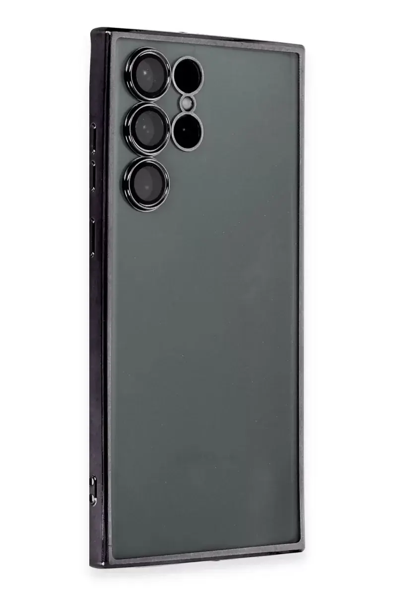 Newface Samsung Galaxy S22 Ultra Kılıf Razer Lensli Silikon - Siyah