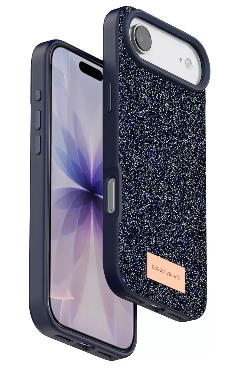 Onegif Apple İphone 17 Air Bright Simli Kapak - Mavi