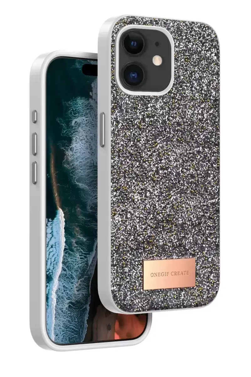 Onegif Apple İphone 11 Bright Simli Kapak - Gümüş