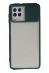 Newface Samsung Galaxy A22 Kılıf Palm Buzlu Kamera Sürgülü Silikon - Yeşil