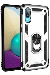 Newface Samsung Galaxy A02 Kılıf Sofya Yüzüklü Silikon Kapak - Gümüş