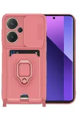 Newface Xiaomi Redmi Note 13 Pro Plus Kılıf Zuma Kartvizitli Yüzüklü Silikon - Pembe