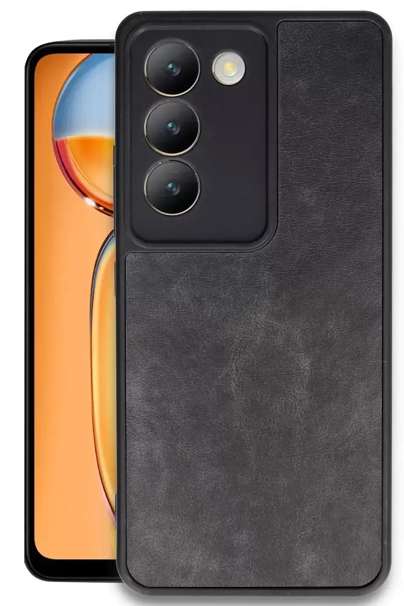 Newface Vivo V30 Lite 4g Kılıf Aras Deri Kapak - Siyah