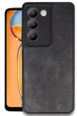 Newface Vivo V30 Lite 4g Kılıf Aras Deri Kapak - Siyah