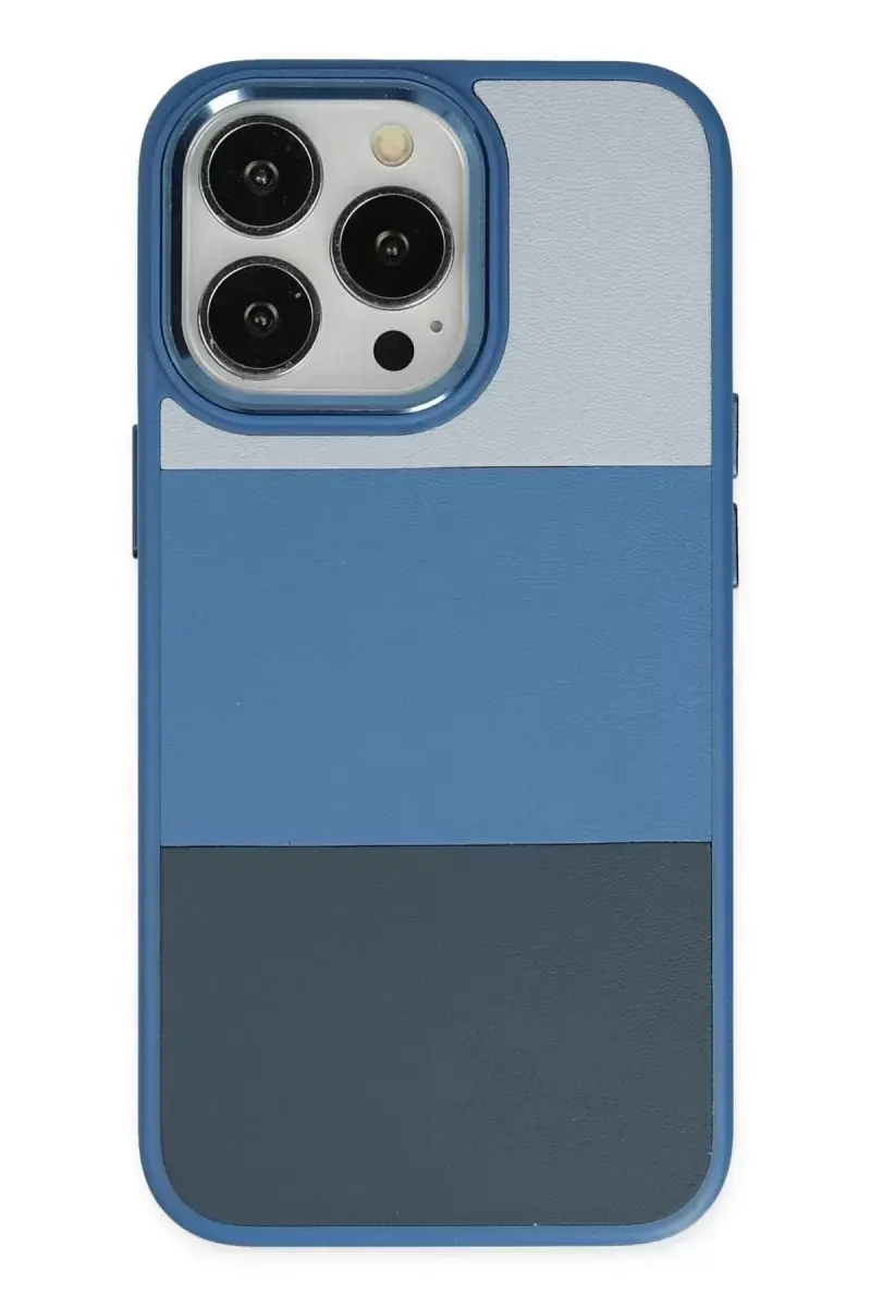 Newface İphone 14 Pro Max Kılıf King Kapak - Açık Mavi-lacivert