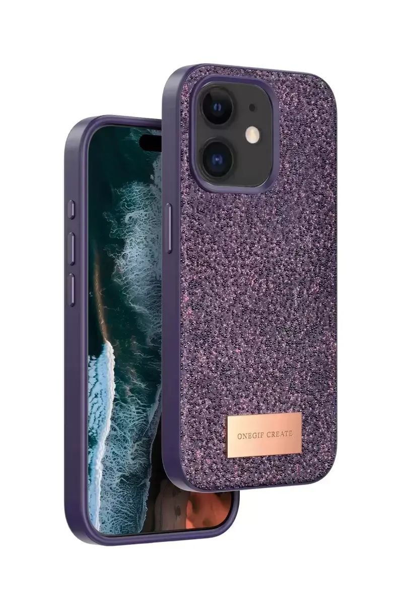 Onegif Apple İphone 11 Bright Simli Kapak - Derin Mor